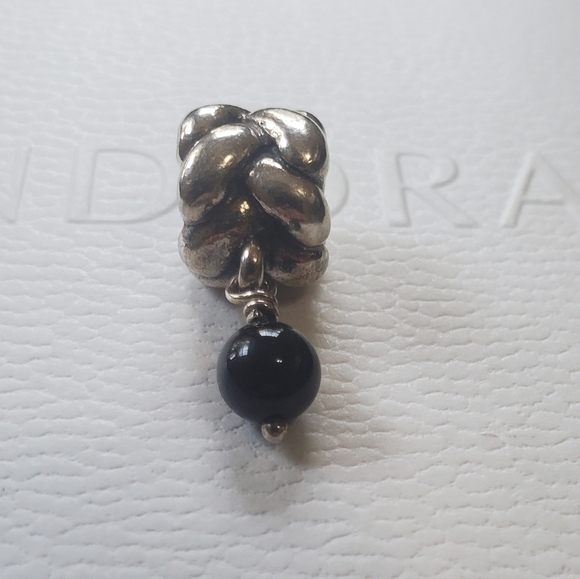 Pandora Sterling sterling Silver Black Onyx Dangle Charm   Retired - Picture 3 of 7